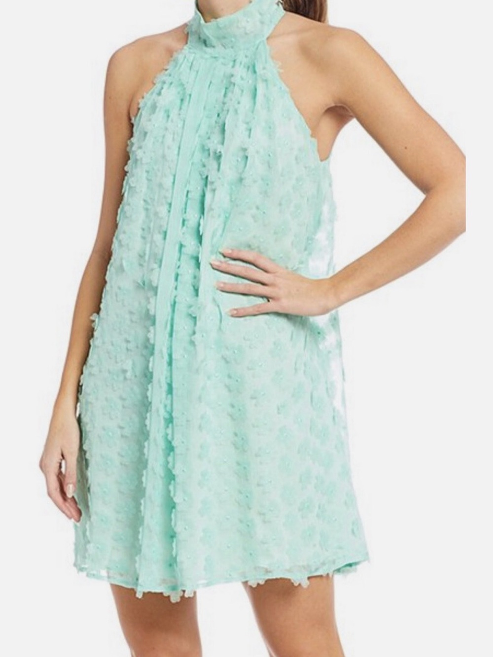 Belle by Badgley Mischka “Nora” Mint Halter Mini Dress